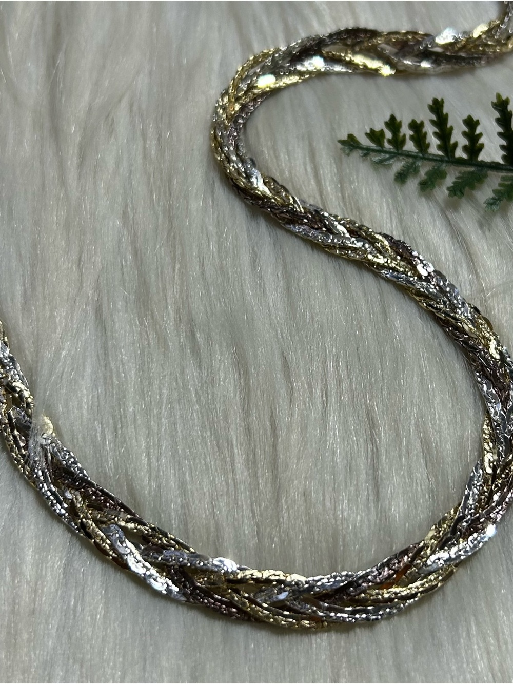 Vintage Korea Tri-Color Braided Statement Necklace